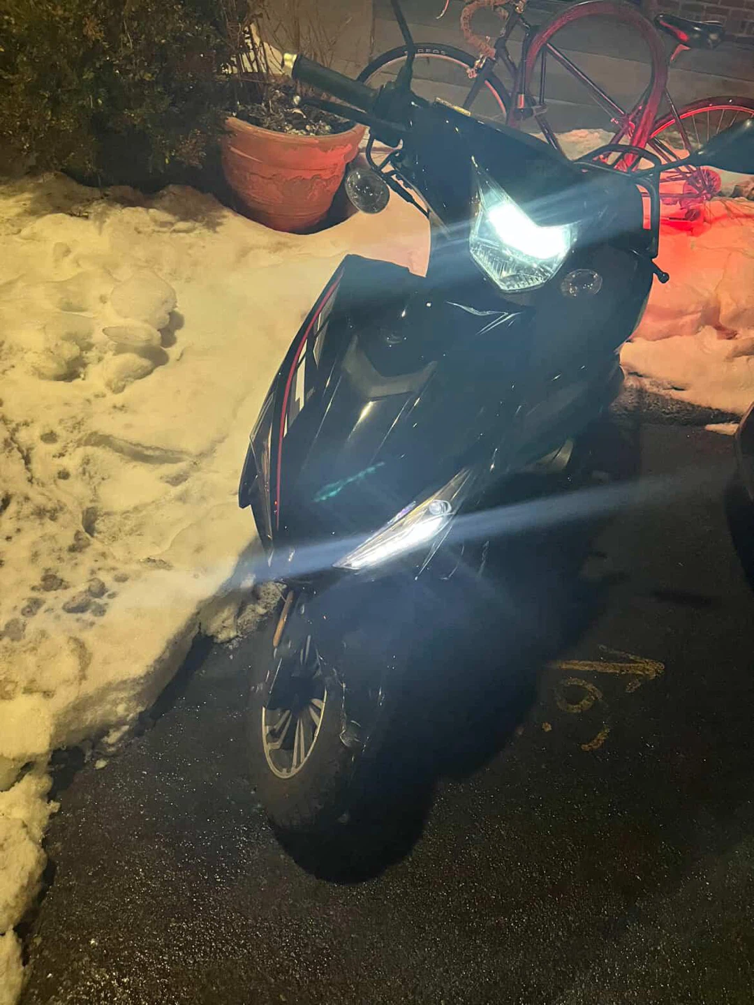 Black flying moped 150