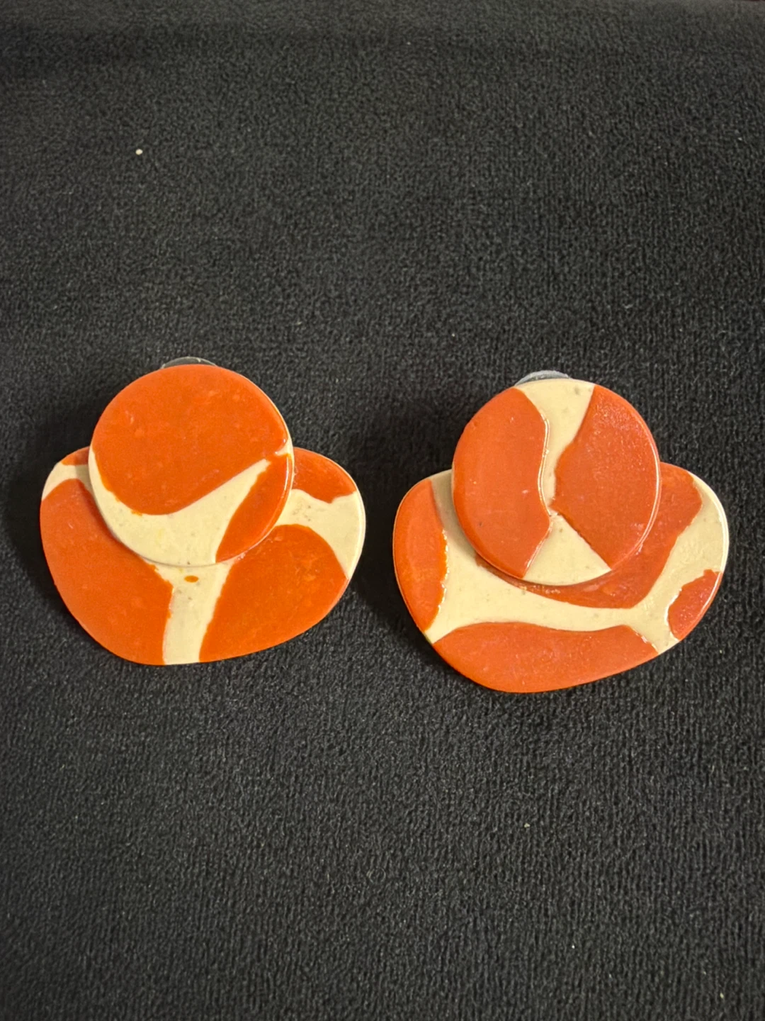Orange and Cream Swirl Earrings