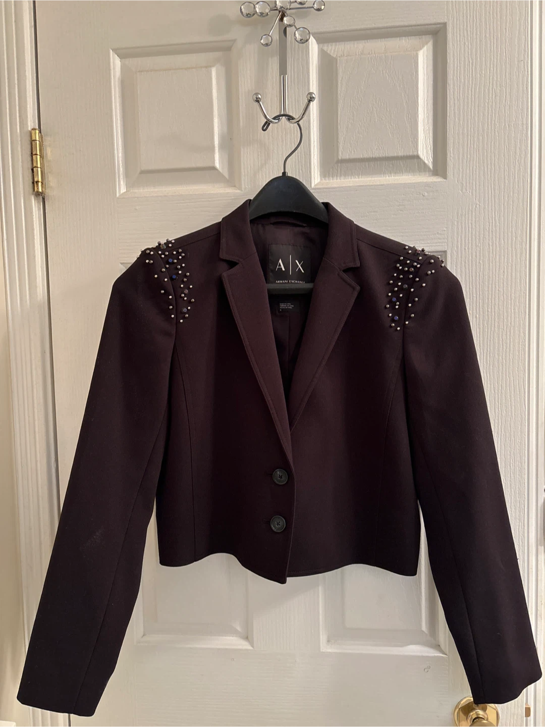 A|X Armani Exchange Women's Embellished Cropped Blazer