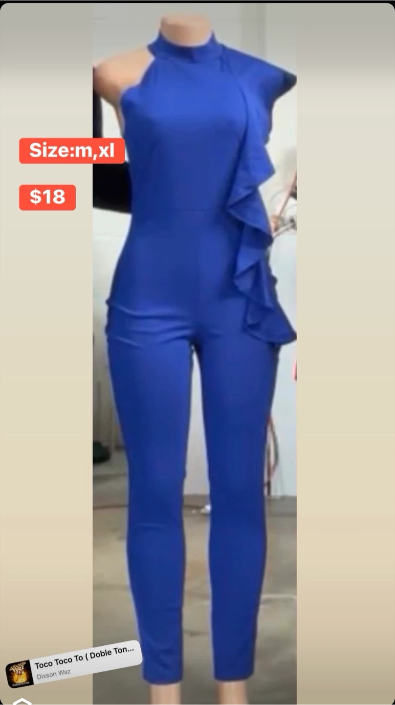 Royal Blue Ruffled Halter Jumpsuit