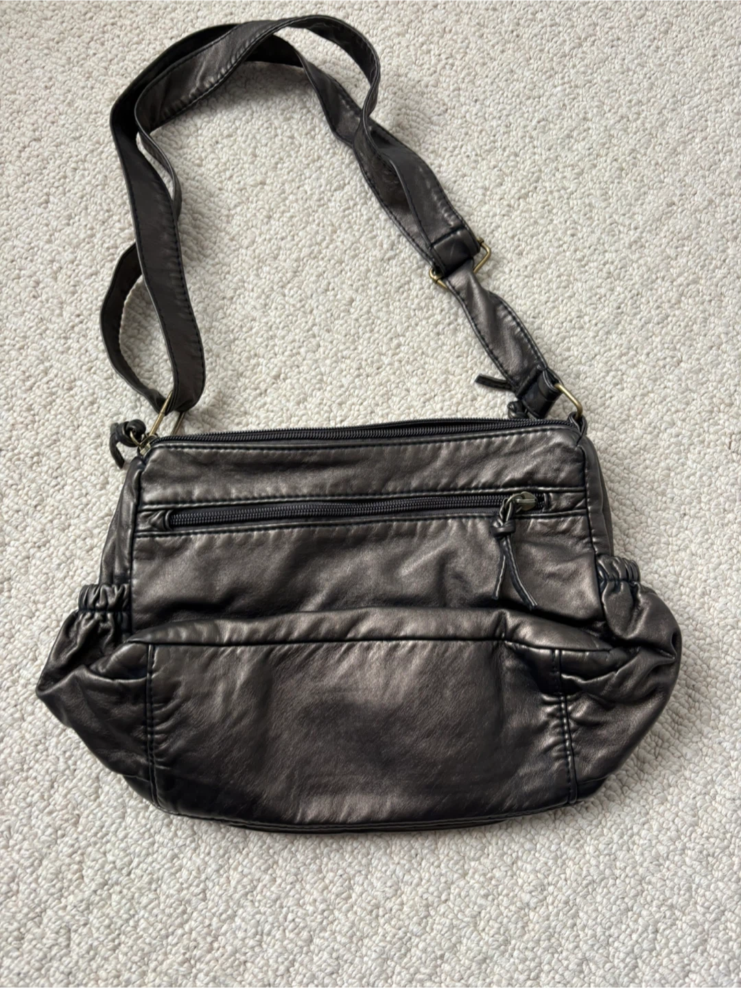 Black Faux Leather Crossbody Bag - photo 2
