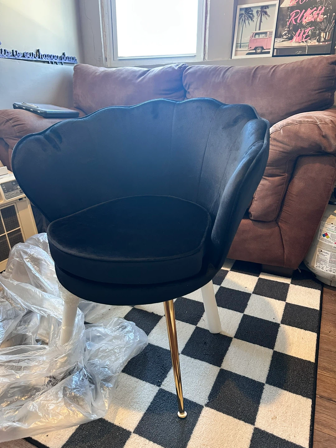 New Black Velvet Accent Chair with Gold Legs - photo 3
