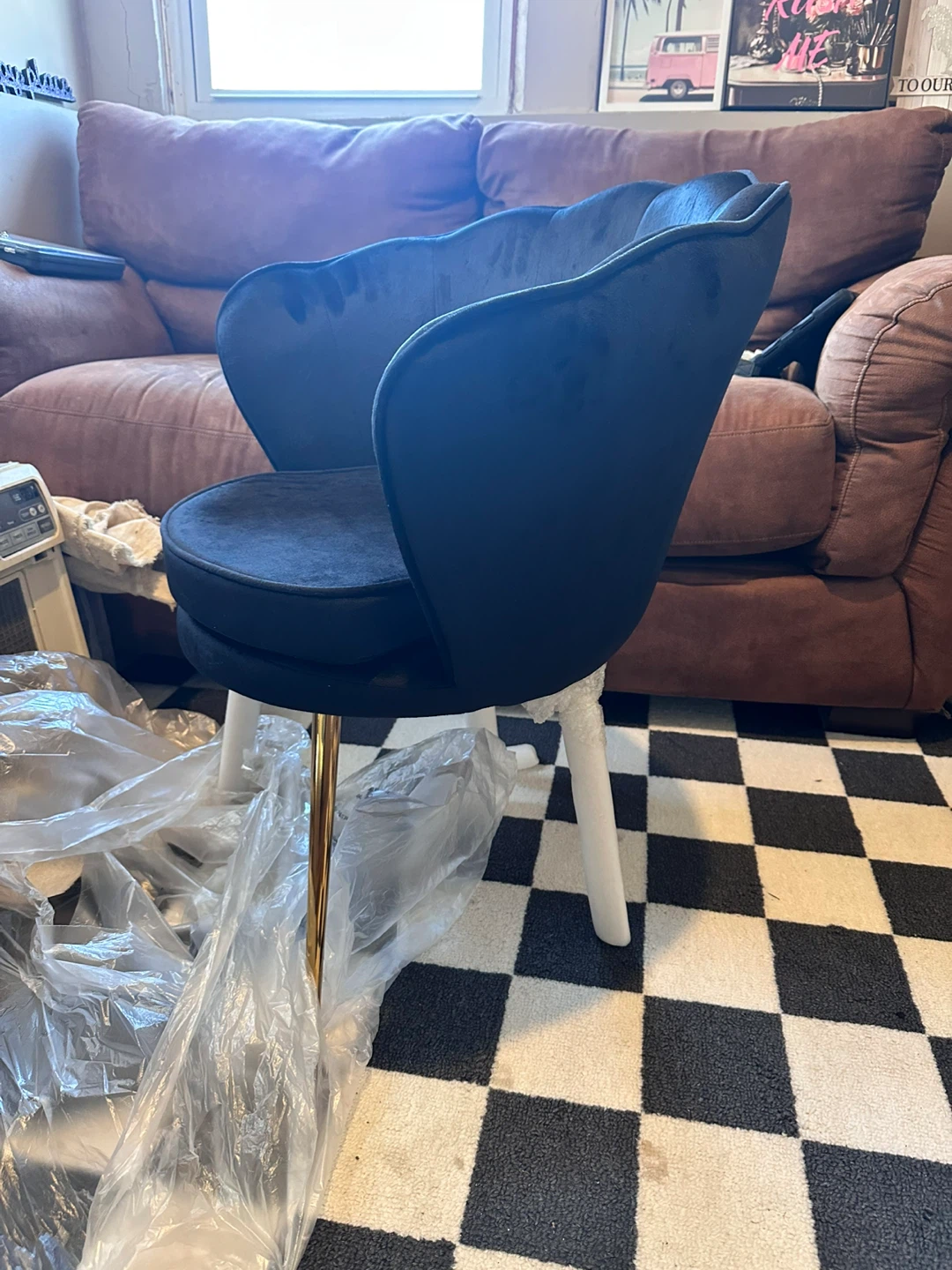 New Black Velvet Accent Chair with Gold Legs
