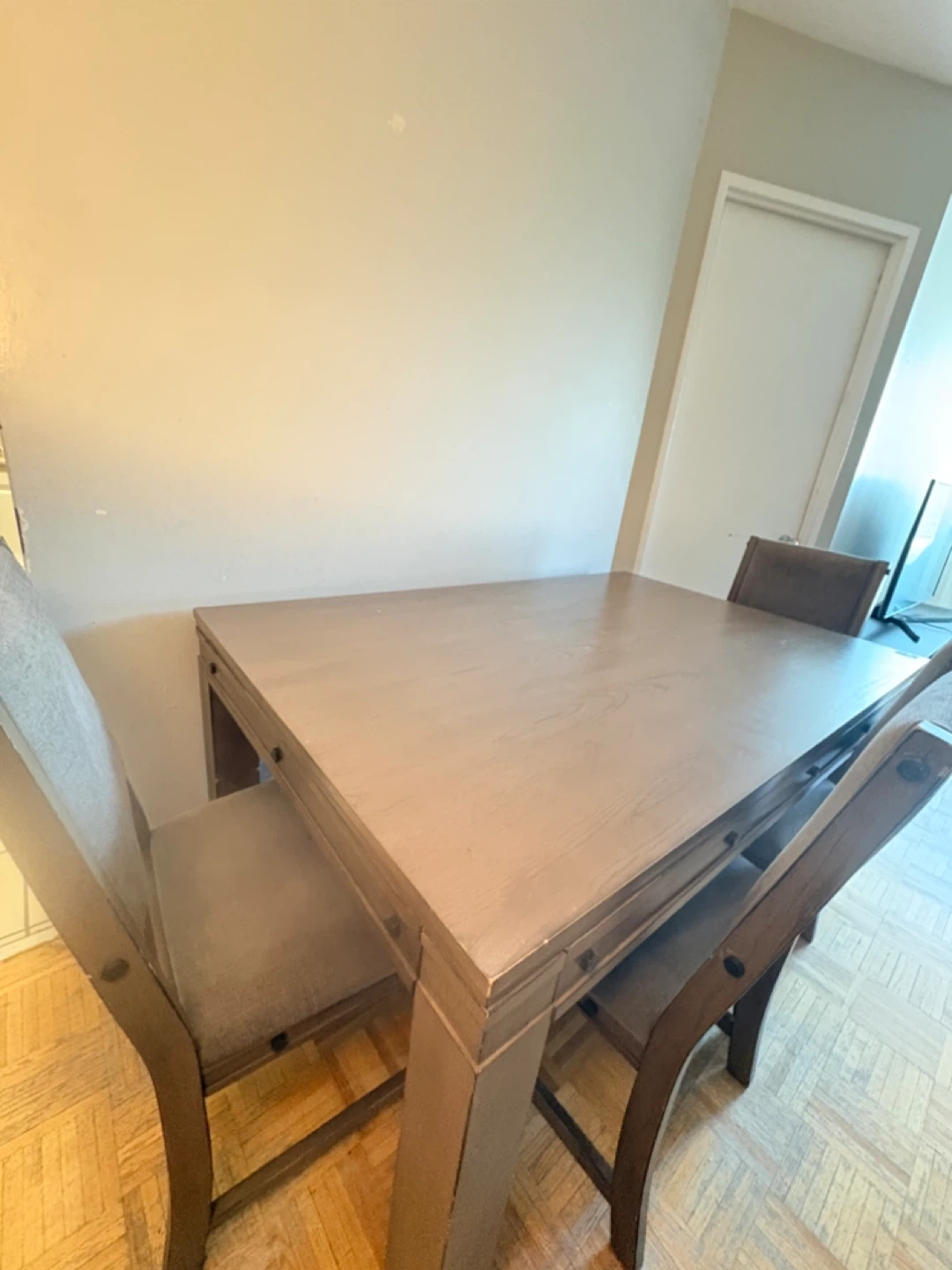 (WAS $799) Wood Dining Table + 4 Chairs