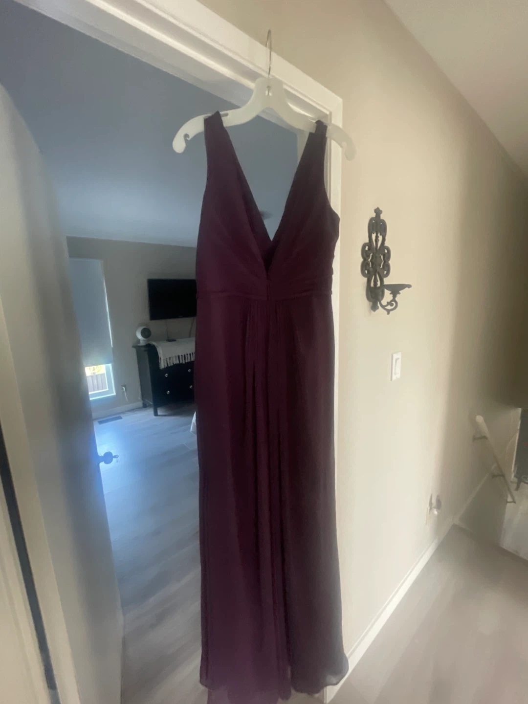 Women's Burgundy V-Neck Maxi Dress - photo 2