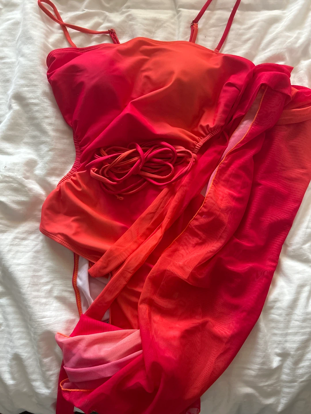 Women's Pink Orange Ombre Swimsuit and Cover-up Set - photo 2