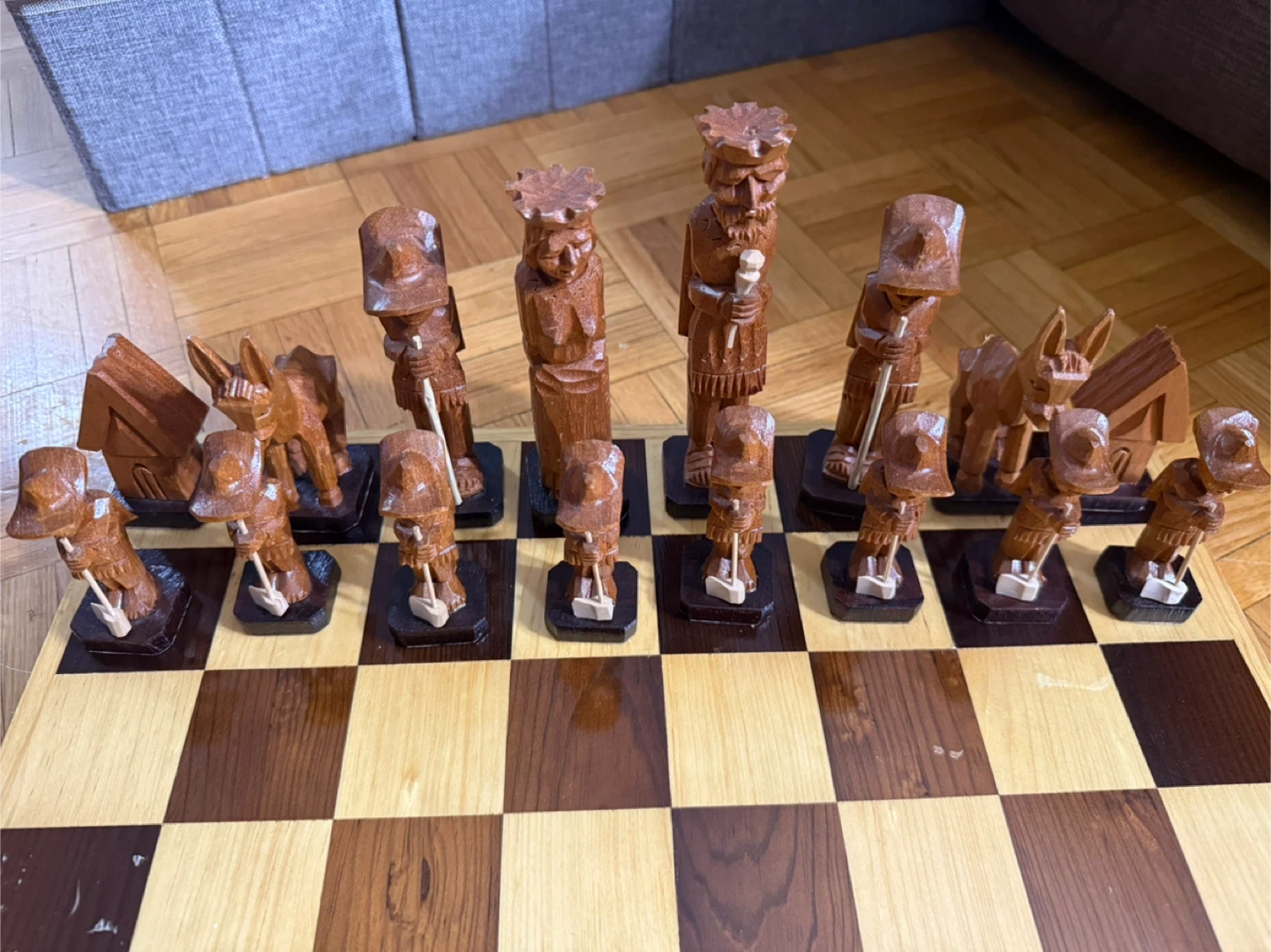 Hand Carved Wooden Chess Set - photo 3
