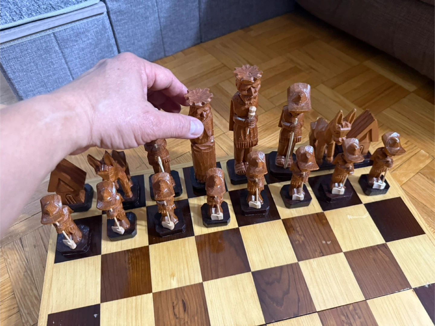 Hand Carved Wooden Chess Set - photo 5