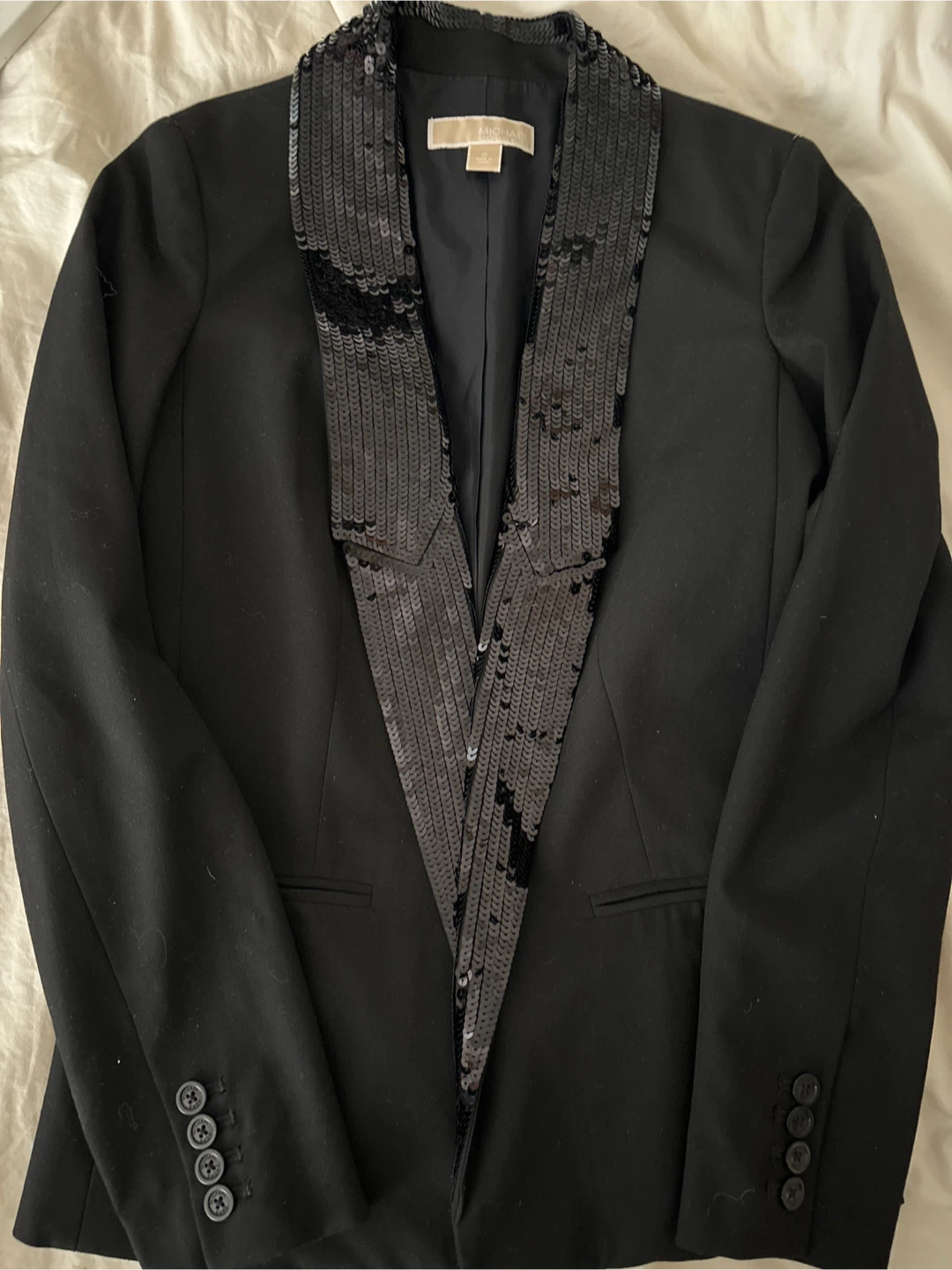 MICHAEL Michael Kors Black Sequin Lapel Blazer
