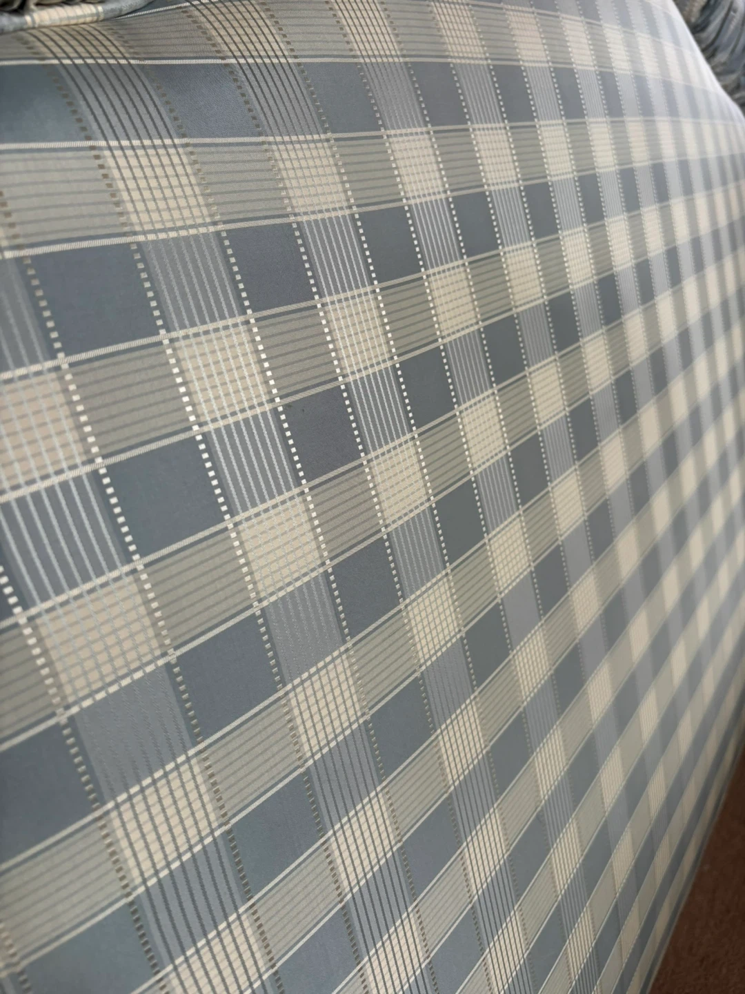 Headboard with Blue and Tan Plaid Upholstery - photo 4