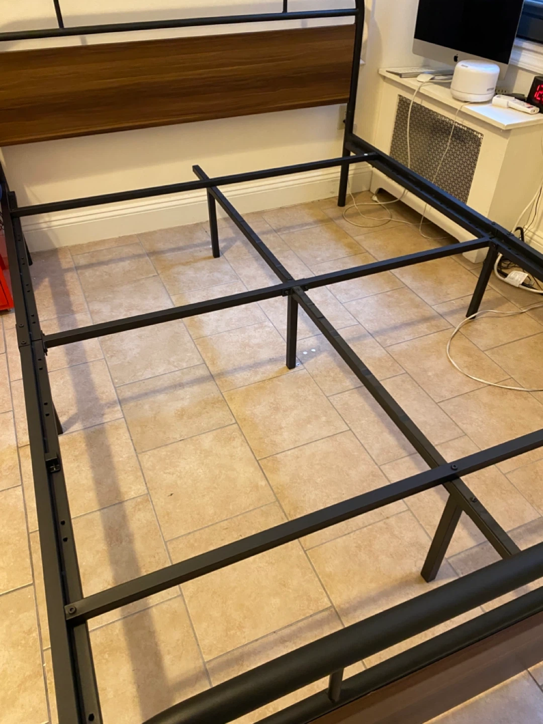 Metal Queen Size Bed Frame with Wood Headboard - photo 3