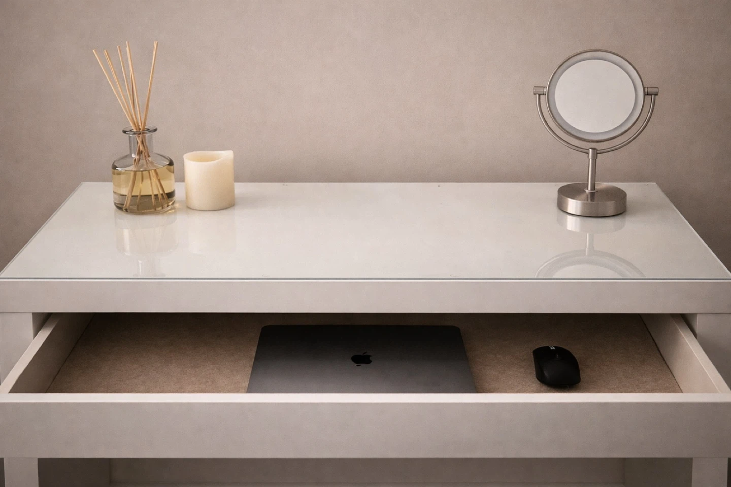 White ikea Malm Dressing Table with Drawer - photo 2
