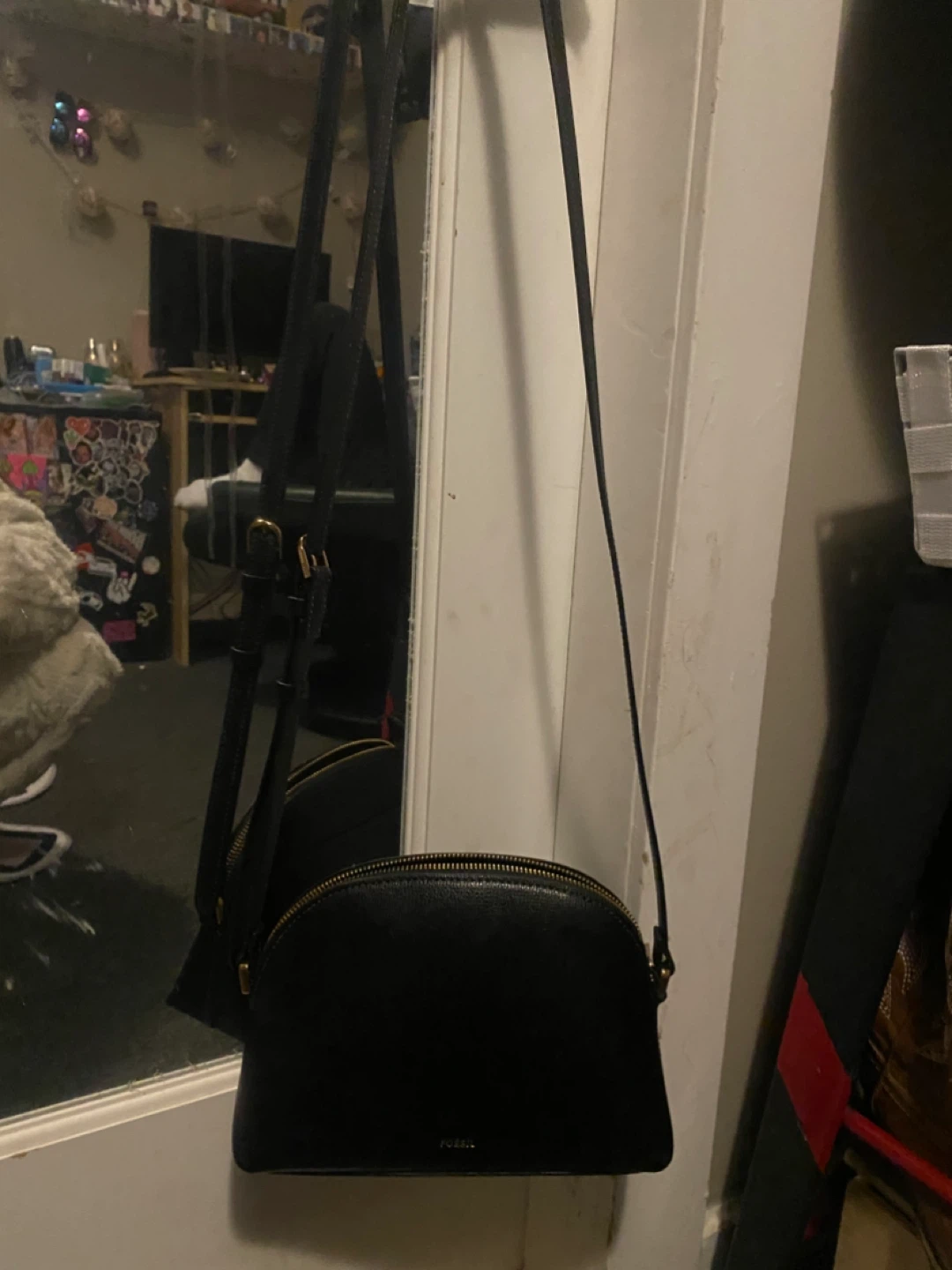 Fossil Black Leather Crossbody Bag