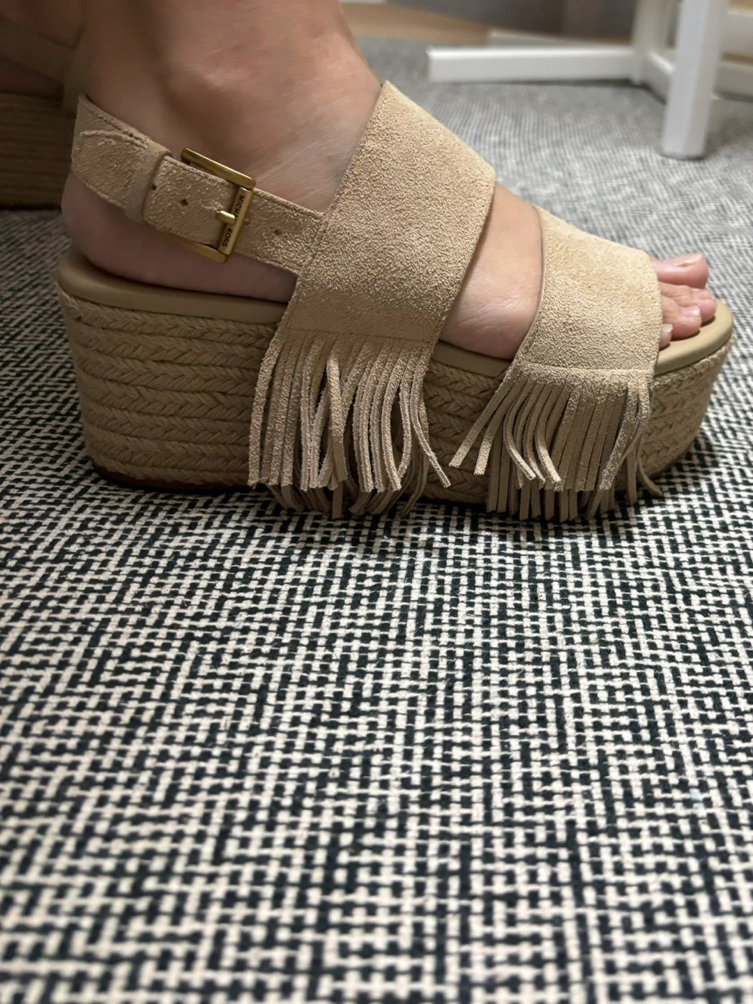MICHAEL KORS Suede Wedge Sandals with Fringe