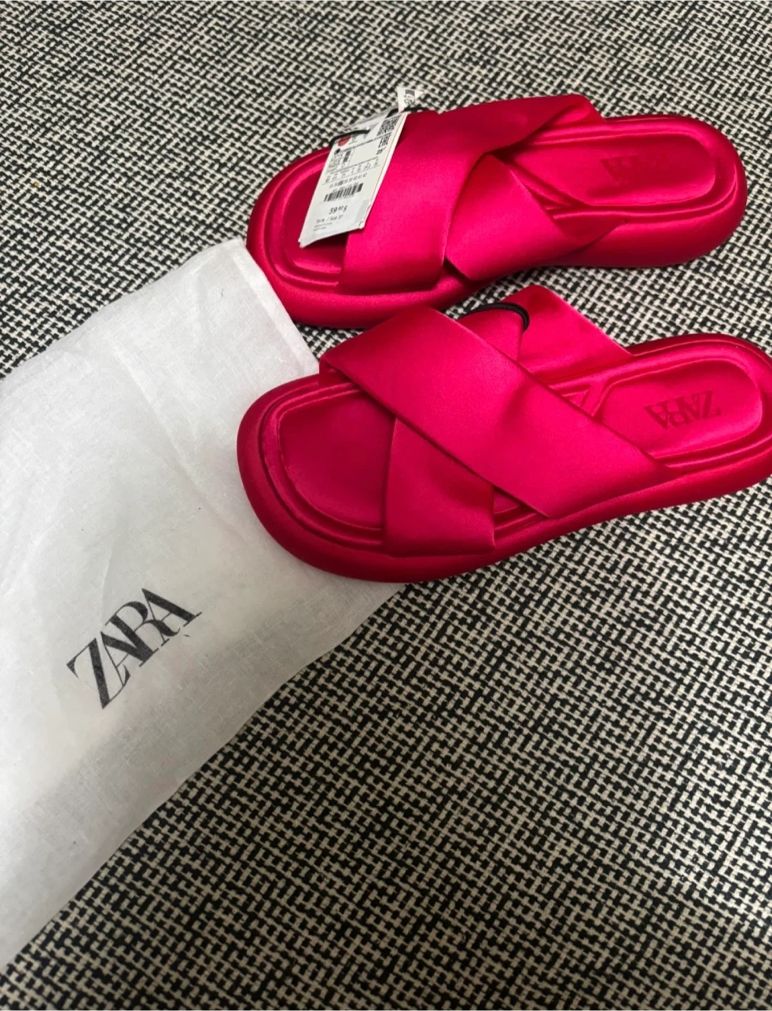 Zara Pink Satin Slides Sandals Size 37