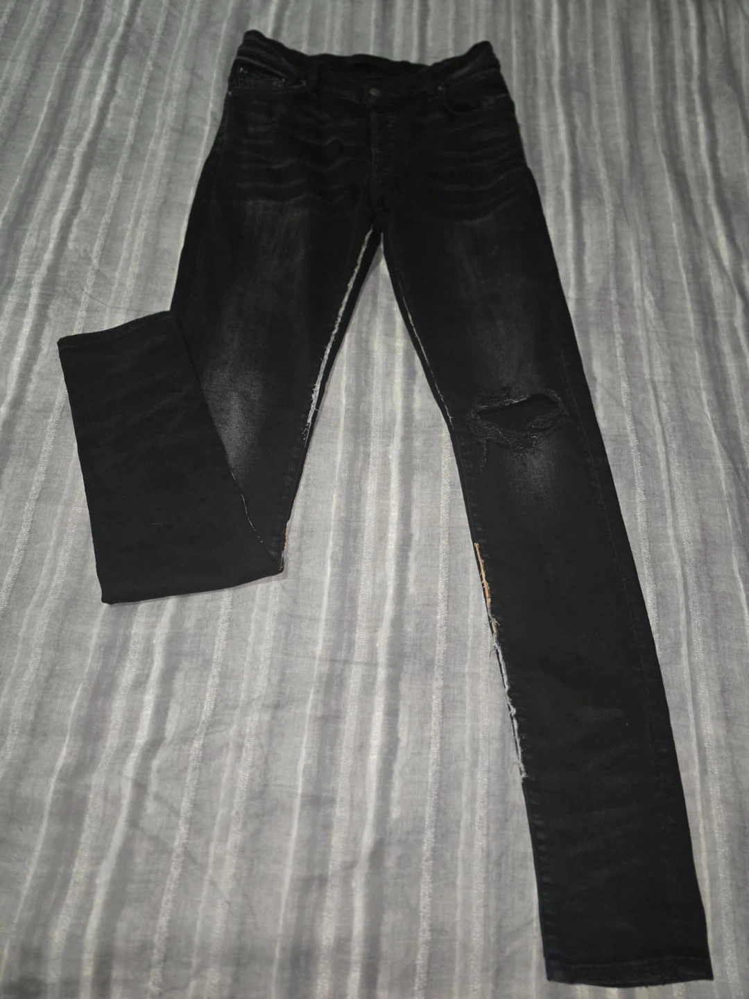 Amiri Black Slim Fit Jeans with Bandana Pocket Detail