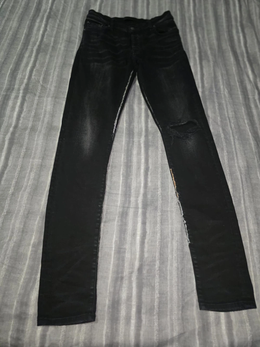Amiri Black Slim Fit Jeans with Bandana Pocket Detail - photo 2