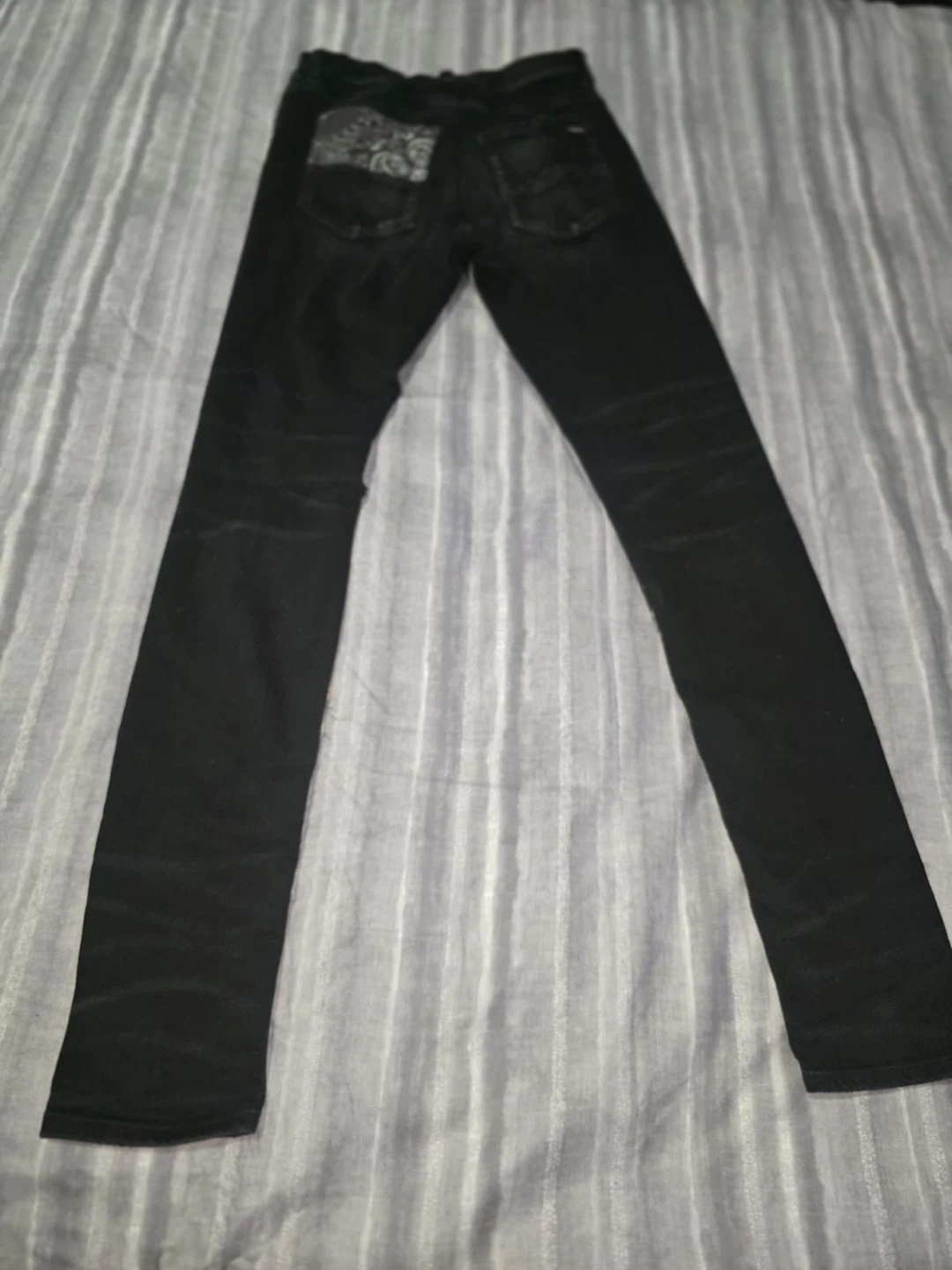 Amiri Black Slim Fit Jeans with Bandana Pocket Detail - photo 3