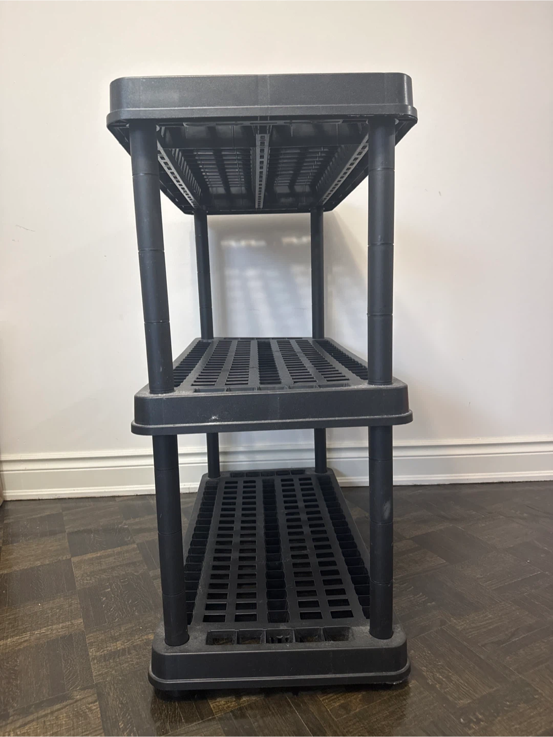 Black 3-Tier Plastic Shelving Unit - photo 2