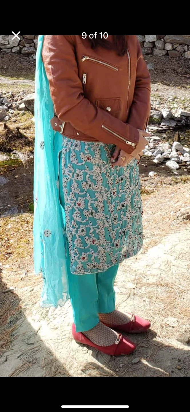 Embellished Kurti with Pants and Dupatta