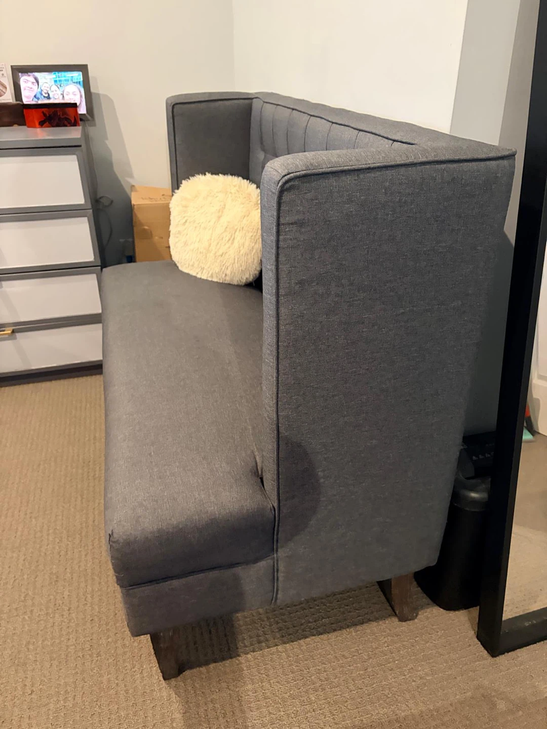 Dark Grey Tufted Loveseat - photo 5