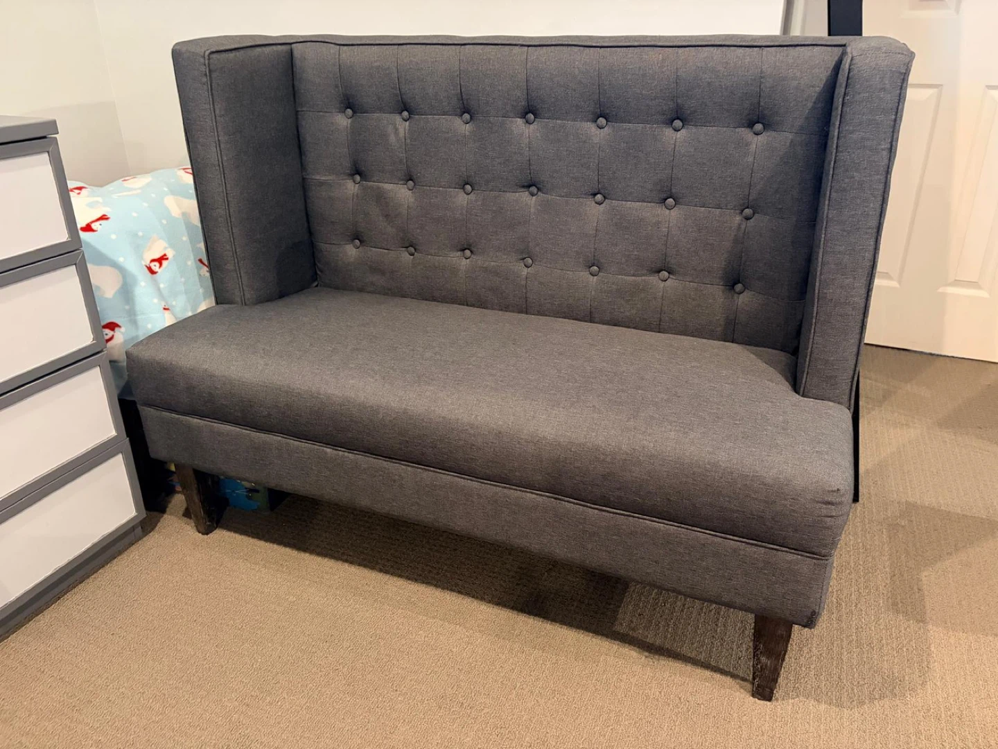 Dark Grey Tufted Loveseat - photo 2