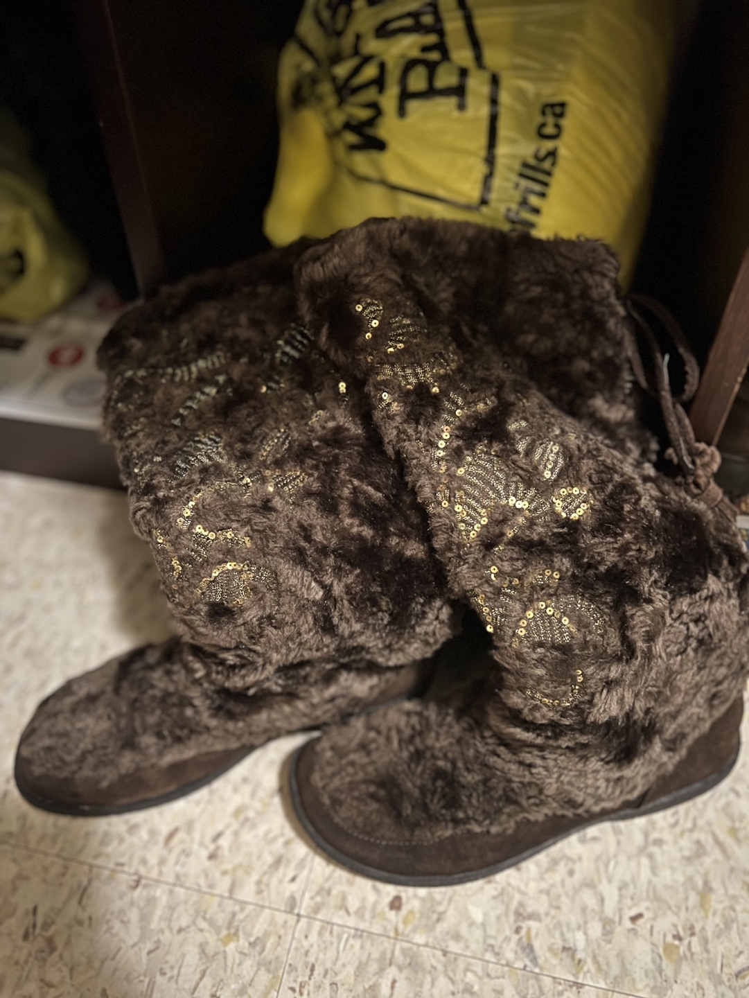 Brown Boots with Gold Sequins-size 7.5 - photo 2