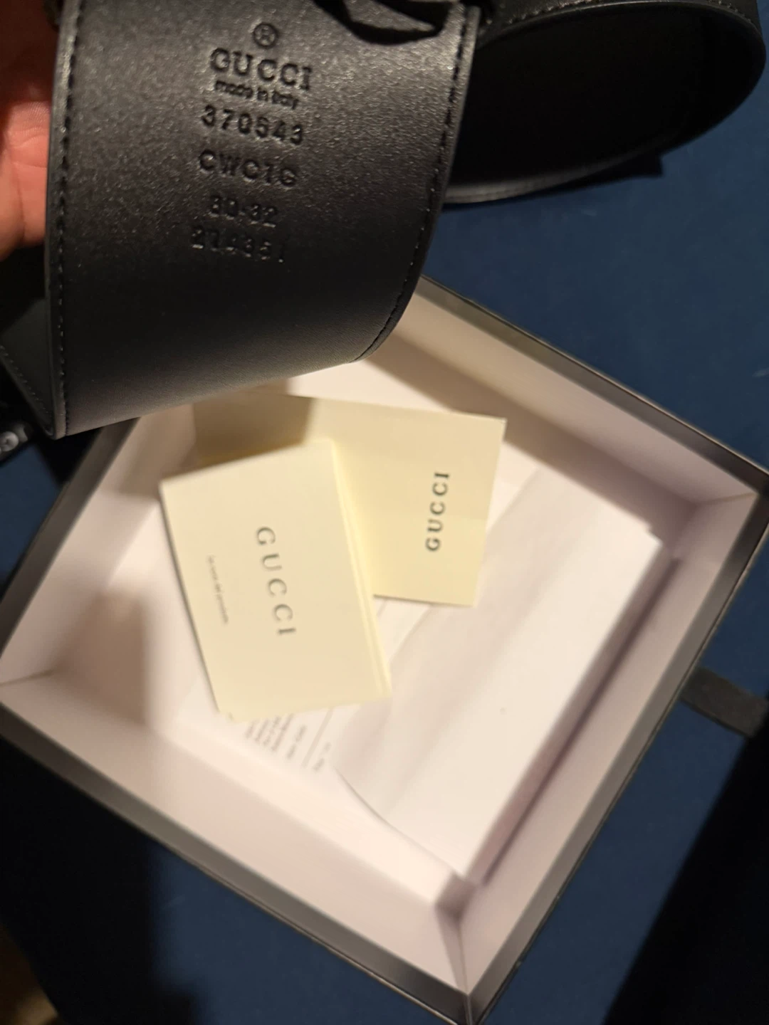 Gucci Black Leather Belt with Pearl GG Buckle - photo 4
