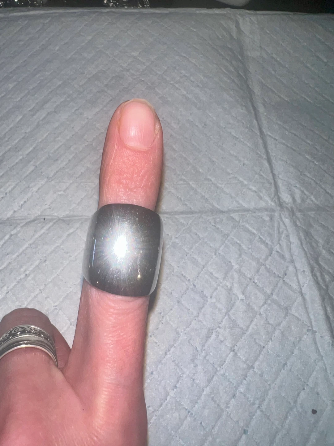 •	Bold Wide Dome Statement Ring – Silver Tone Chunky Band