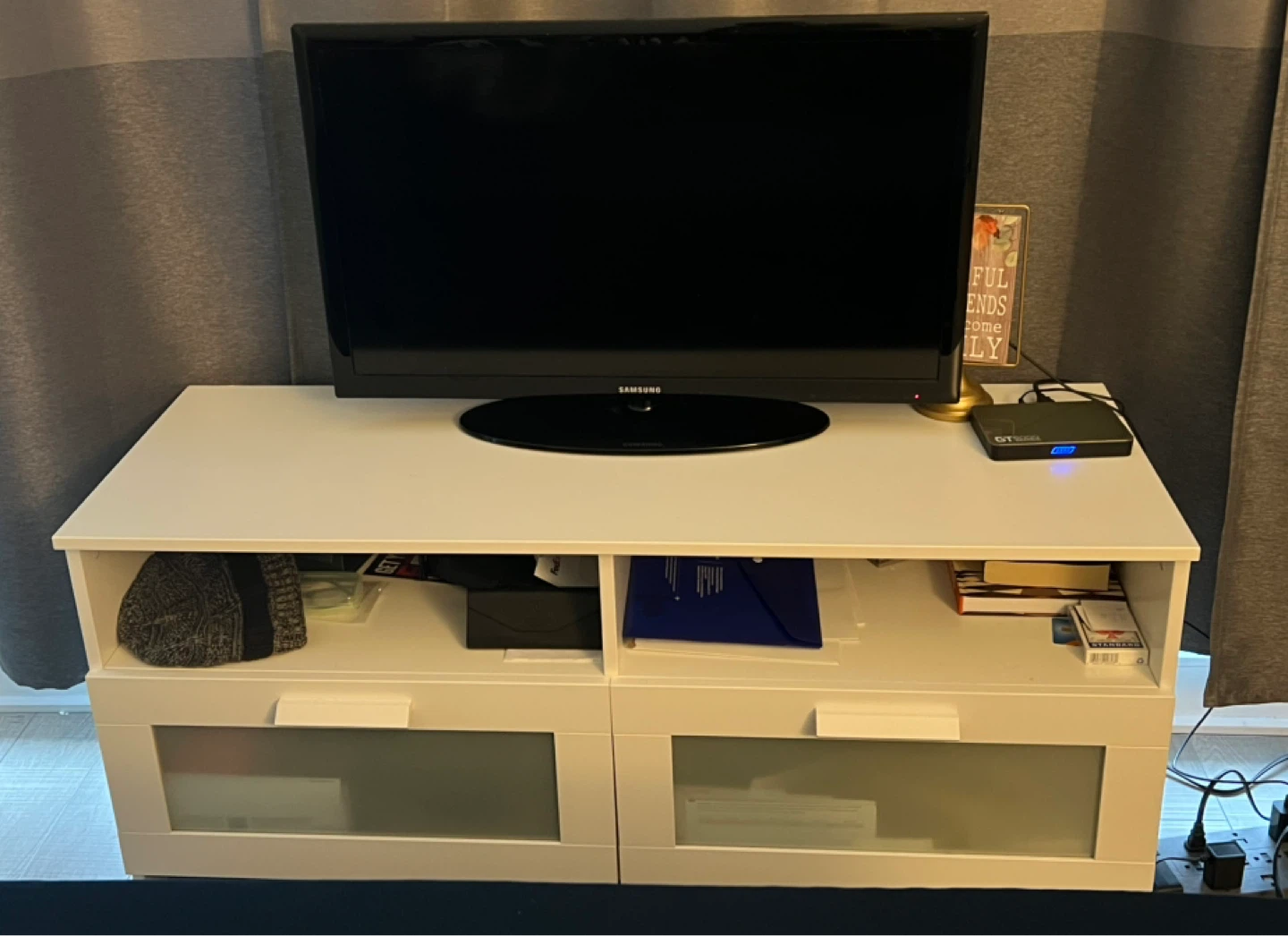 White TV Stand with Storage