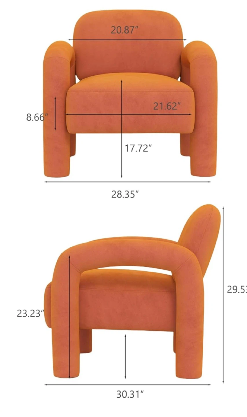 Orange Upholstered  Accent Chair - photo 3