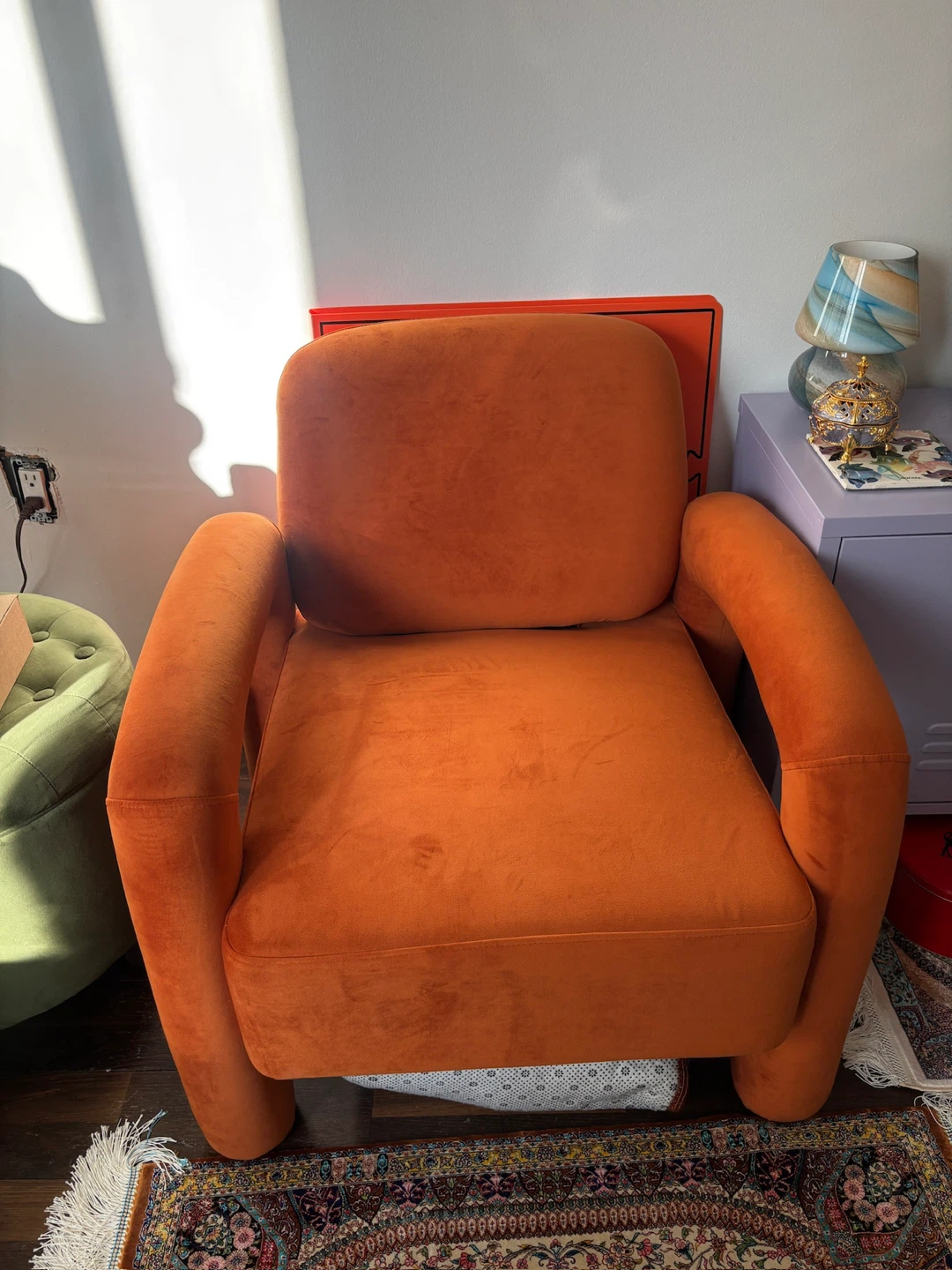 Orange Upholstered  Accent Chair