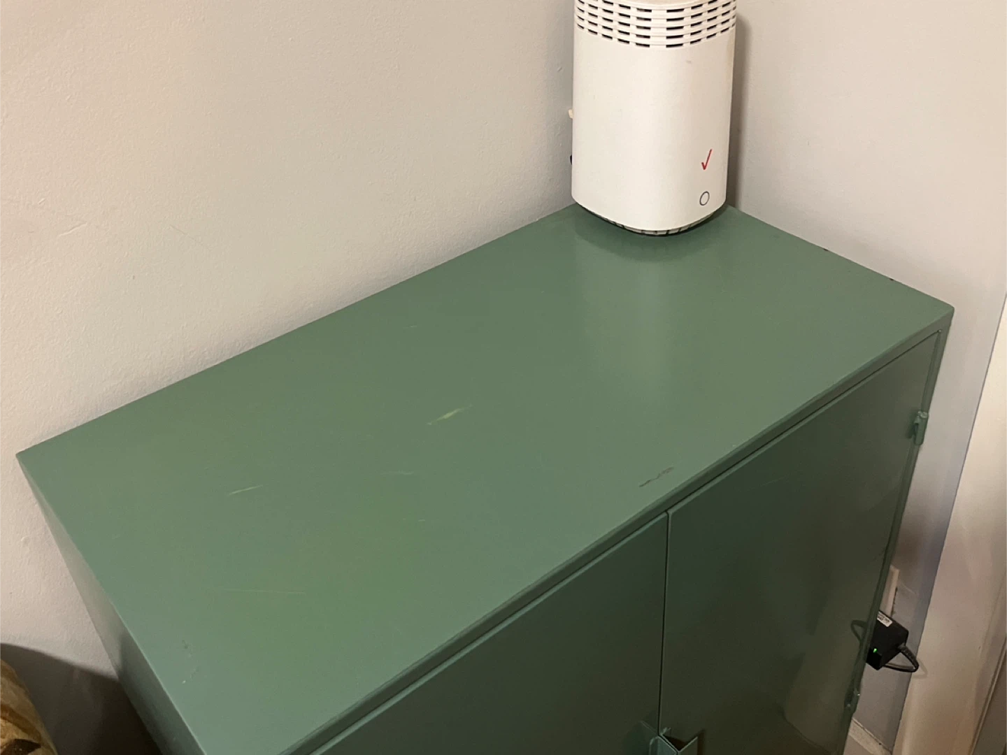 Green Metal Storage Cabinet with Wood Shelves - photo 5