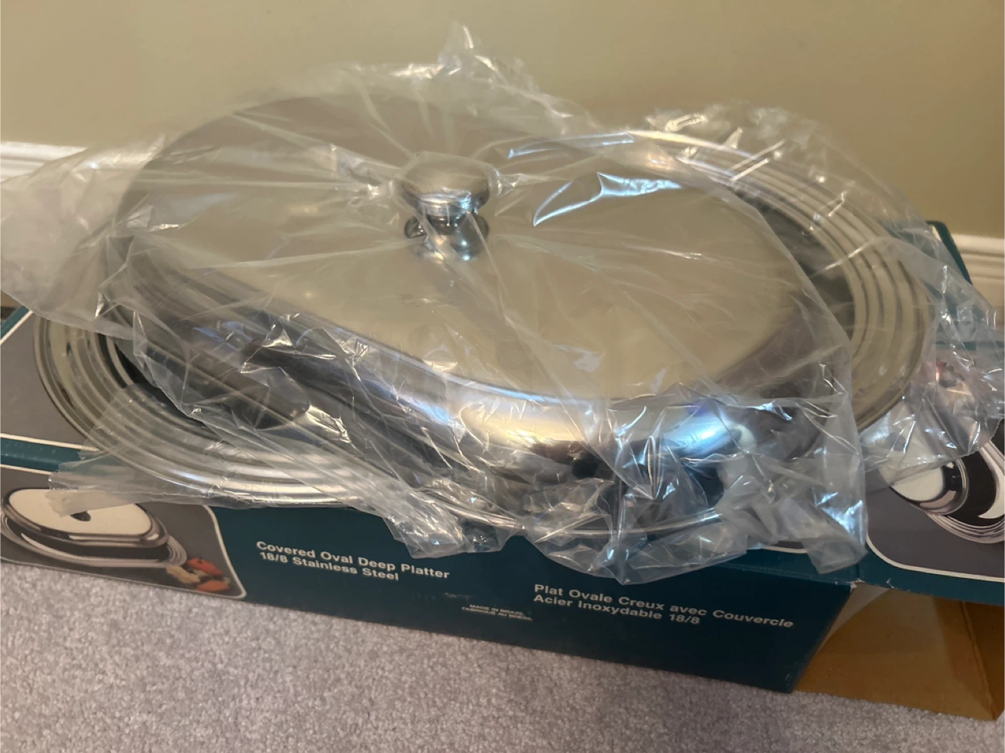 Covered Oval Deep Platter 18/8 Stainless Steel - photo 5