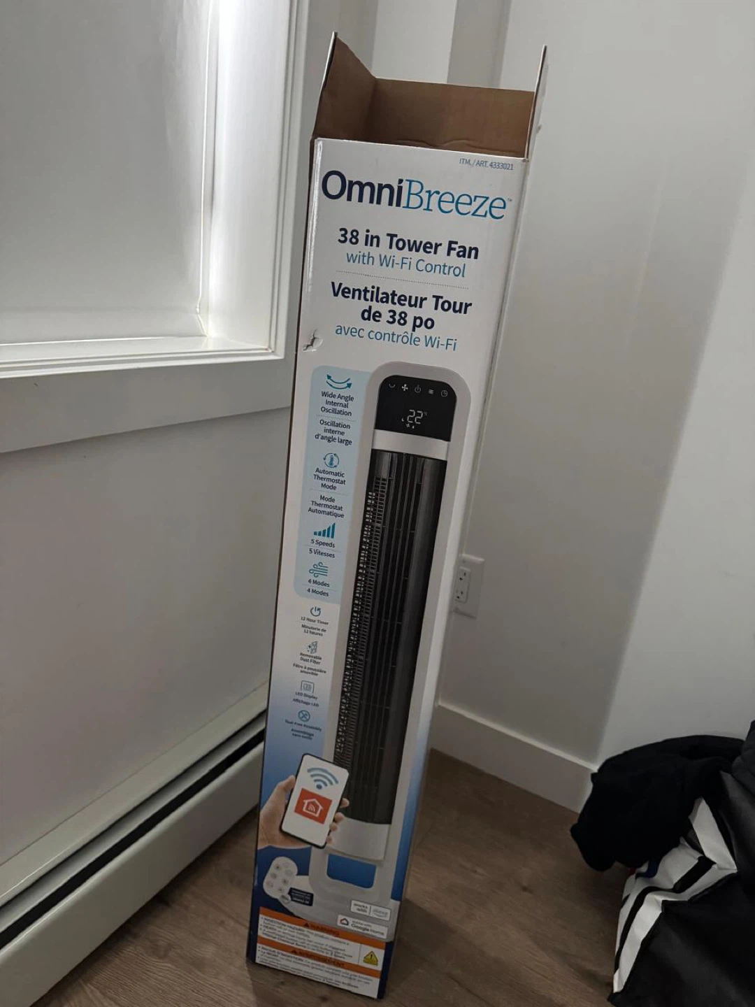OmniBreeze 38 in Tower Fan with Wi-Fi Control