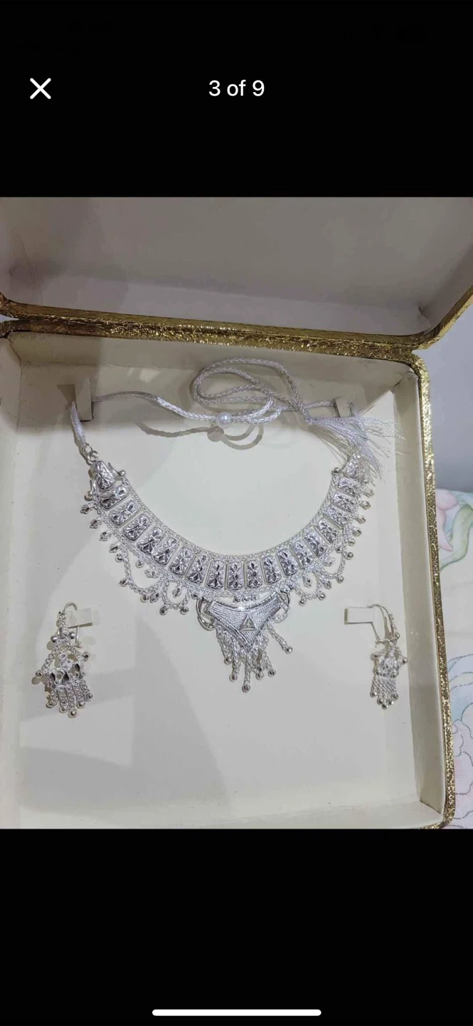 Silver Necklace and Earrings Set