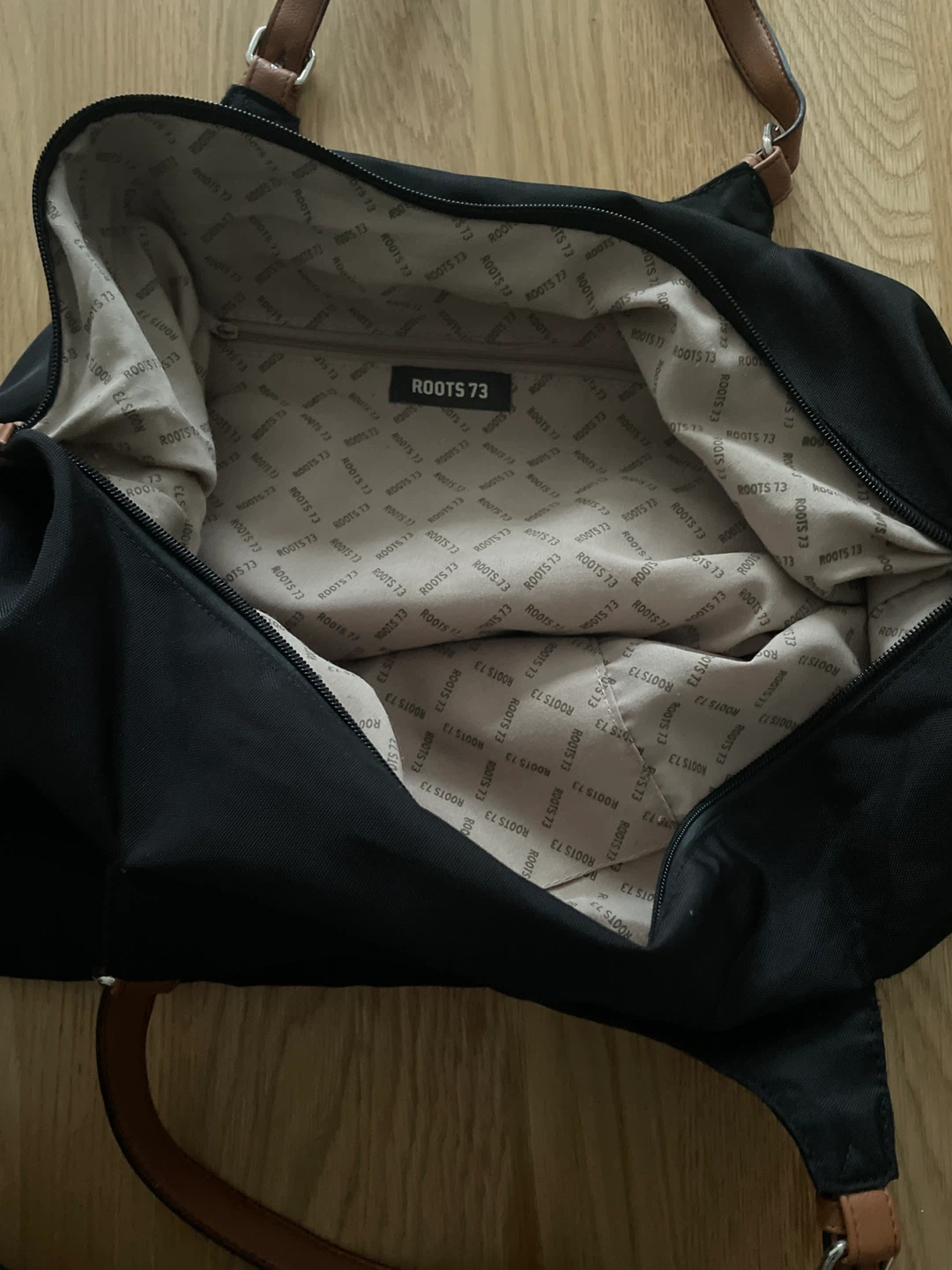 Roots 73 Black Duffle Bag with Brown Leather Accents - photo 3