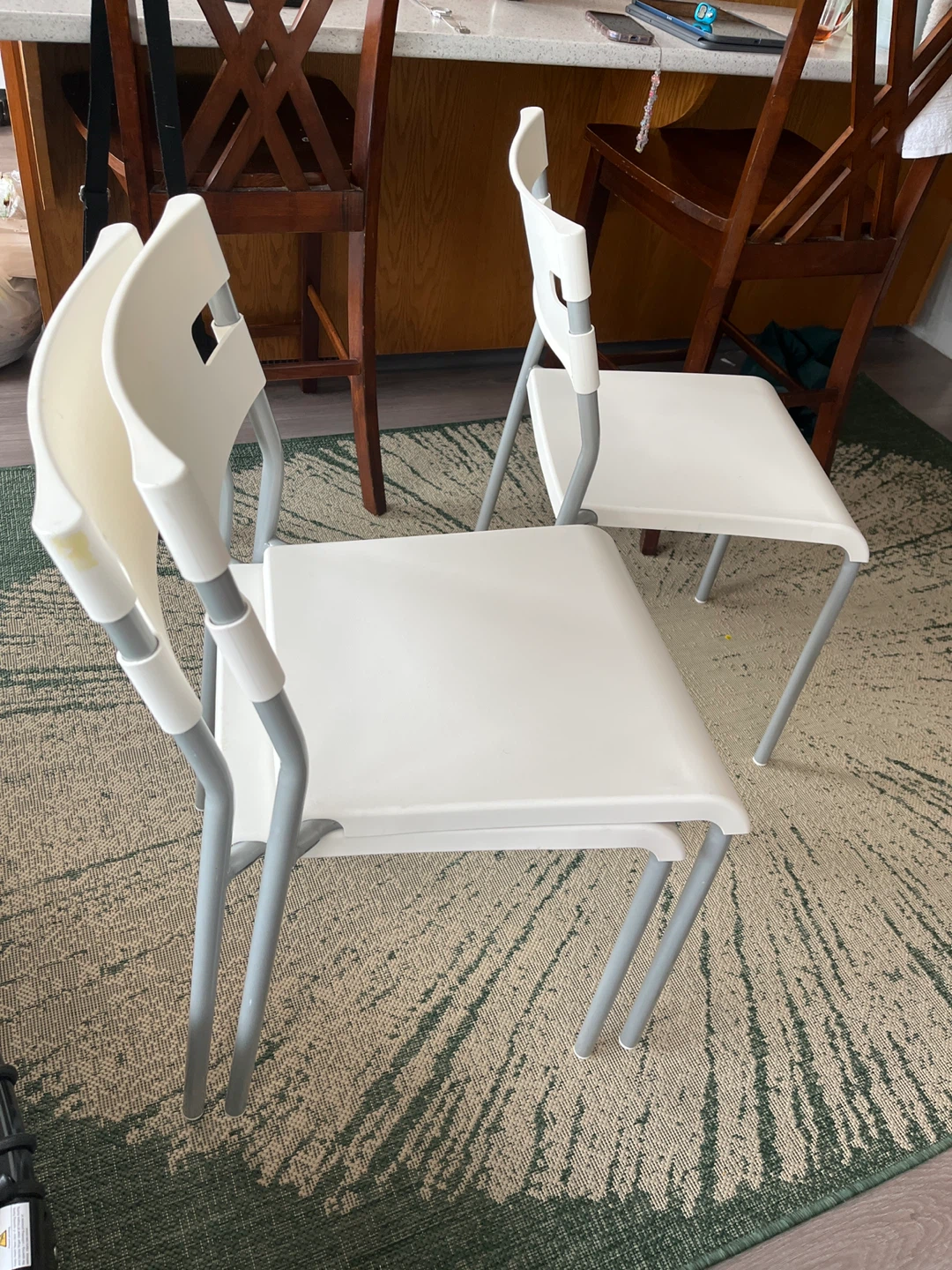 Four White IKEA Chairs - photo 2