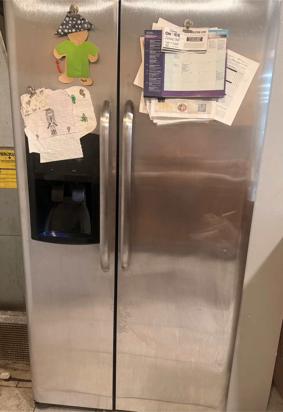Stainless Steel Side-by-Side Refrigerator with Ice