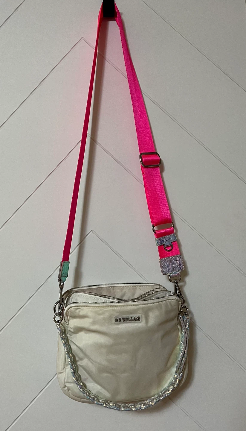 MZ Wallace Off-White Nylon Crossbody Bag with Pink Strap - photo 3