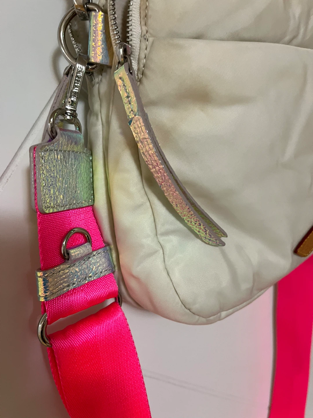 MZ Wallace Off-White Nylon Crossbody Bag with Pink Strap - photo 2