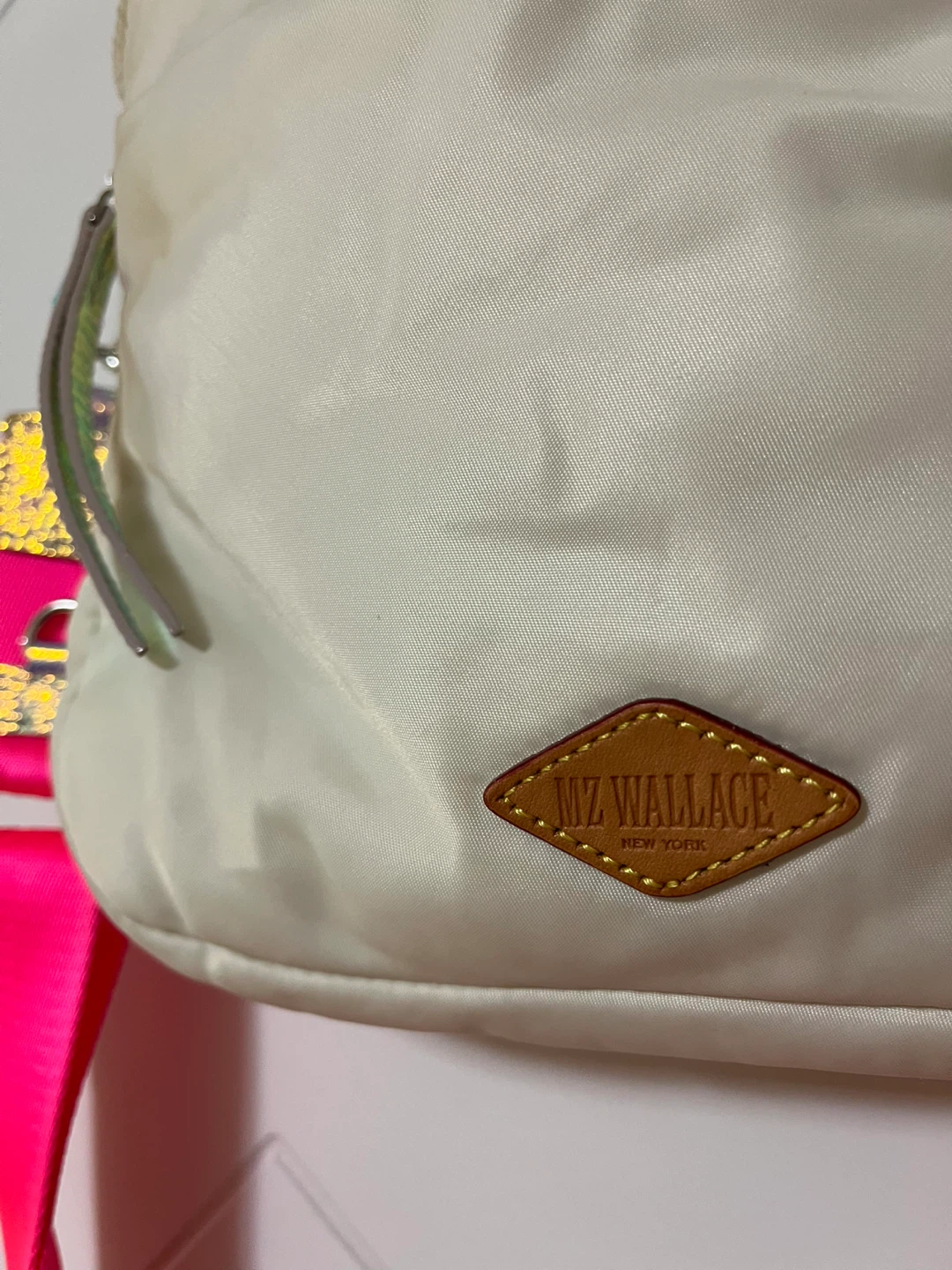 MZ Wallace Off-White Nylon Crossbody Bag with Pink Strap - photo 5