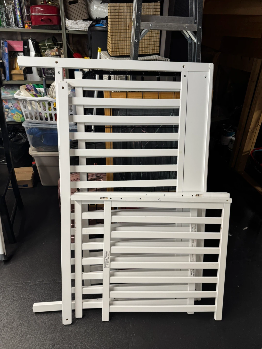 White Crib Rails and Mattress