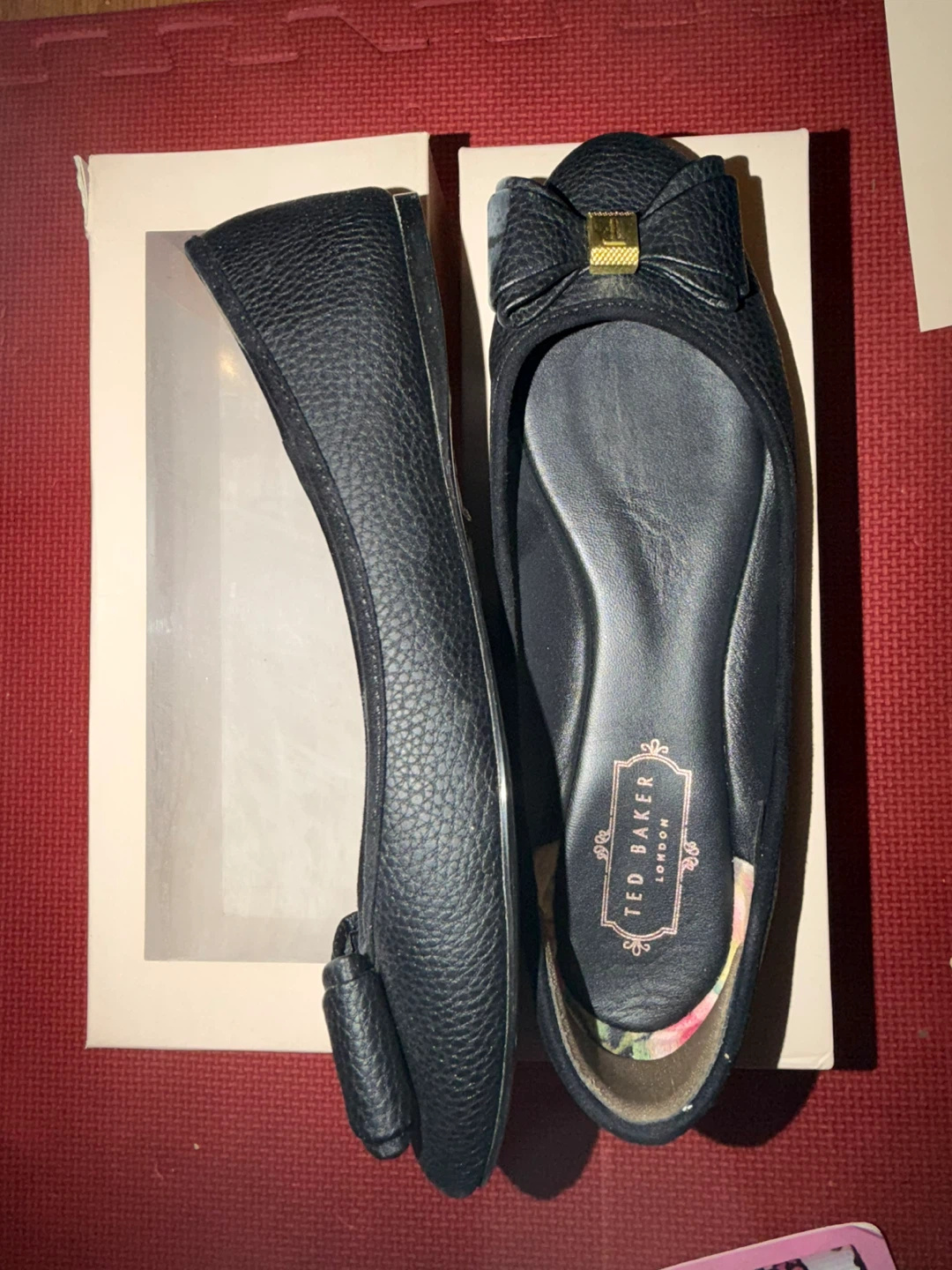 Ted Baker Black Leather Bow ballet/ballerina Flats/shoes - photo 2