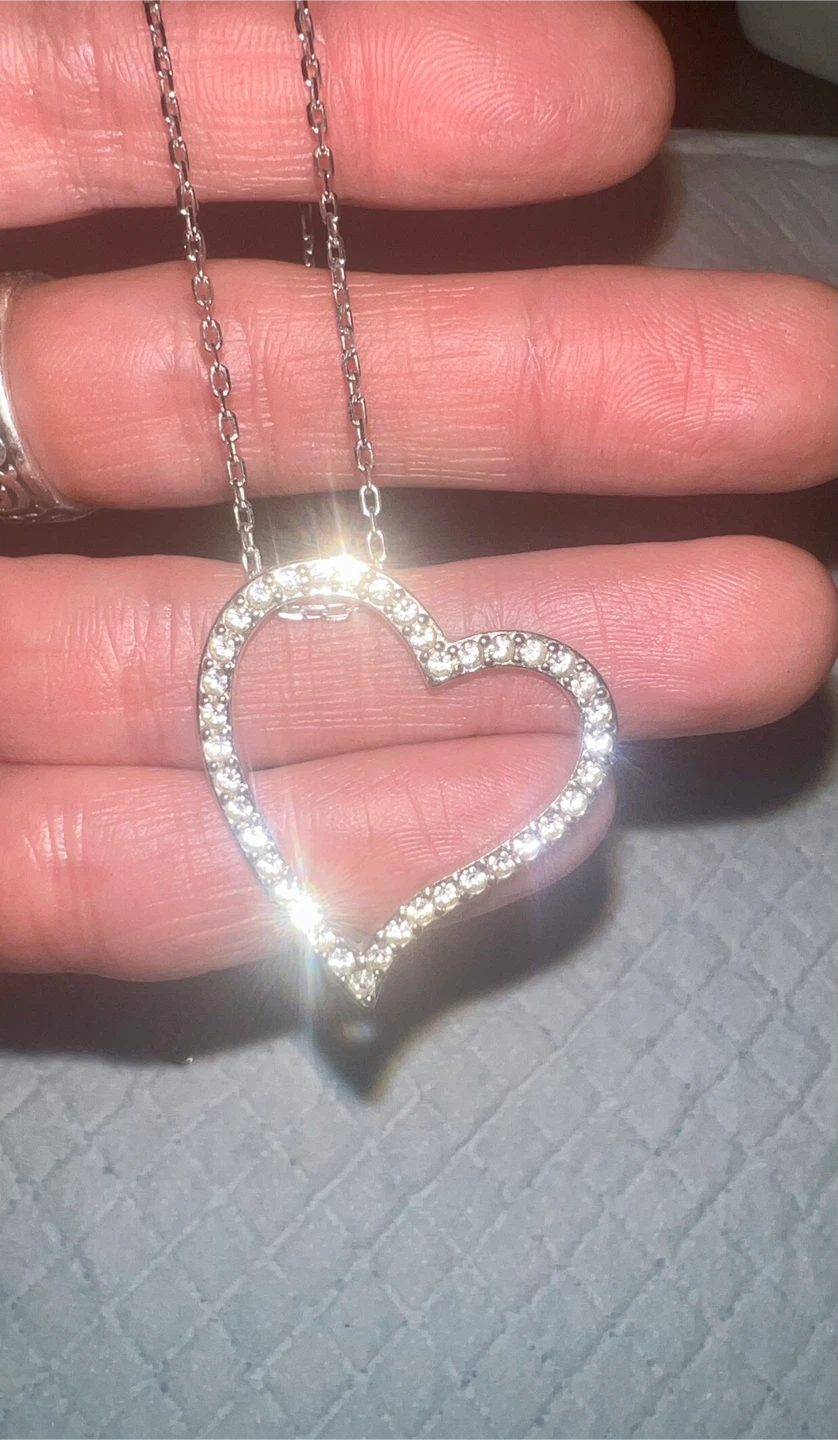 Swarovski Crystal Heart Necklace – Silver Tone – Like New