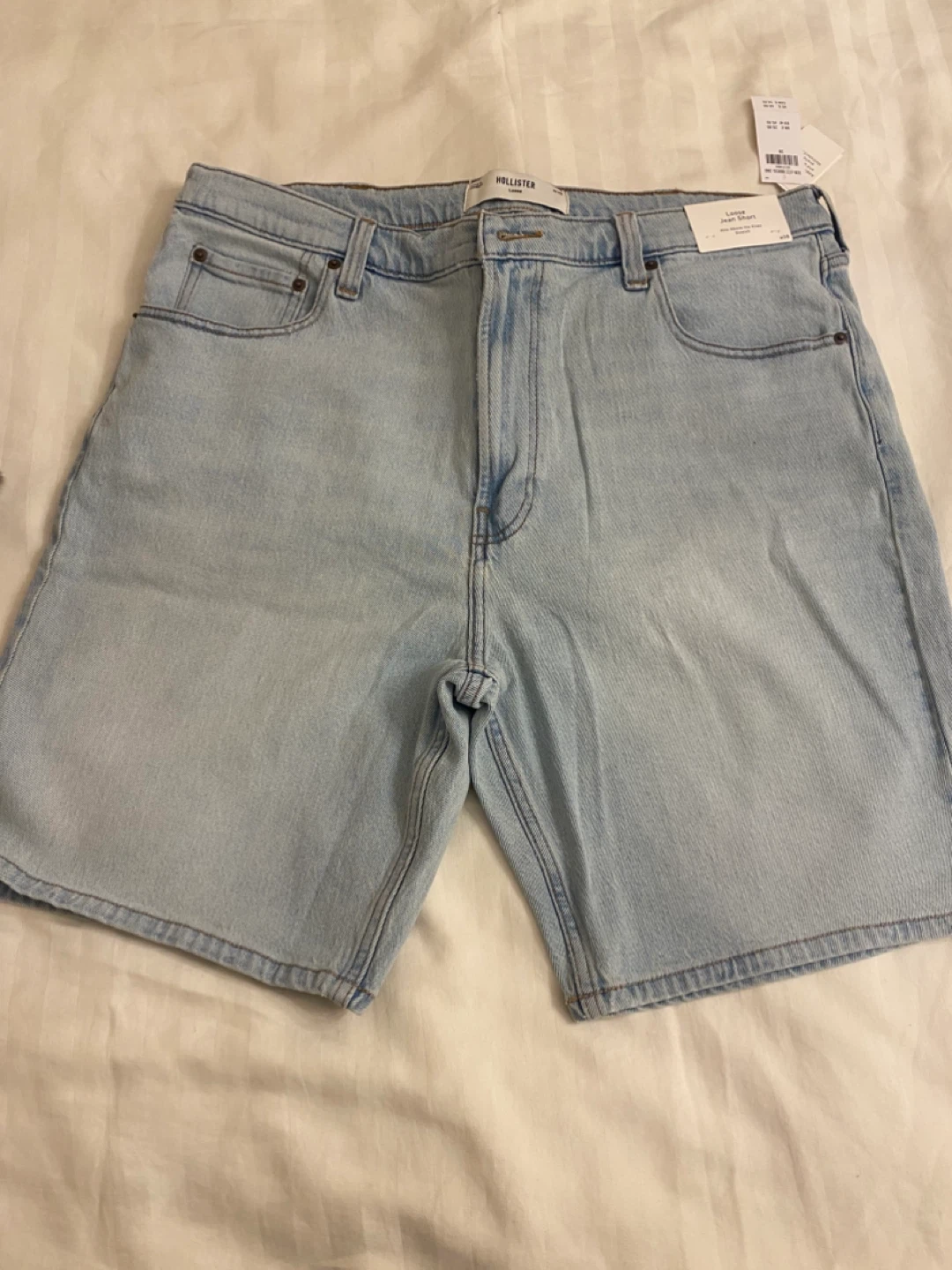 New Hollister Loose Jean Shorts/Jorts Light Blue, Size 38, Baggy