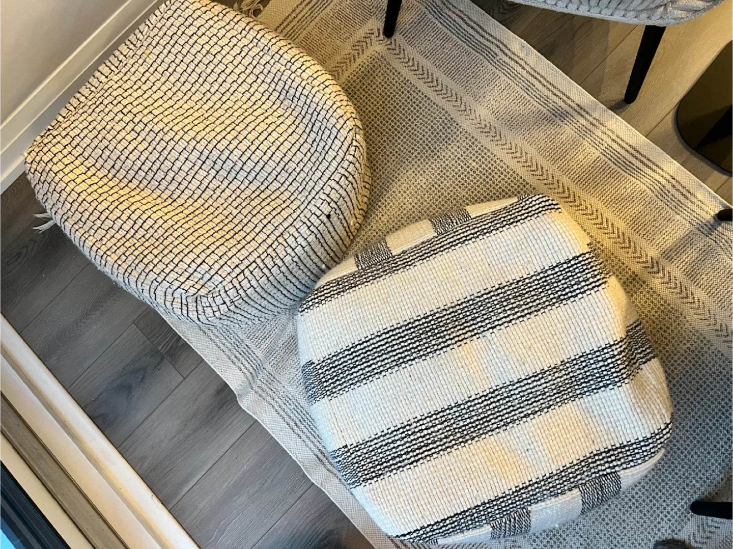 MOVING SALE! Pair of Textured Boho Poufs - photo 2