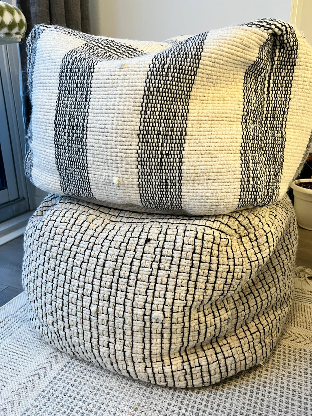 MOVING SALE! Pair of Textured Boho Poufs