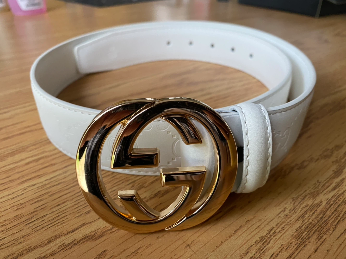 White Gucci Belt