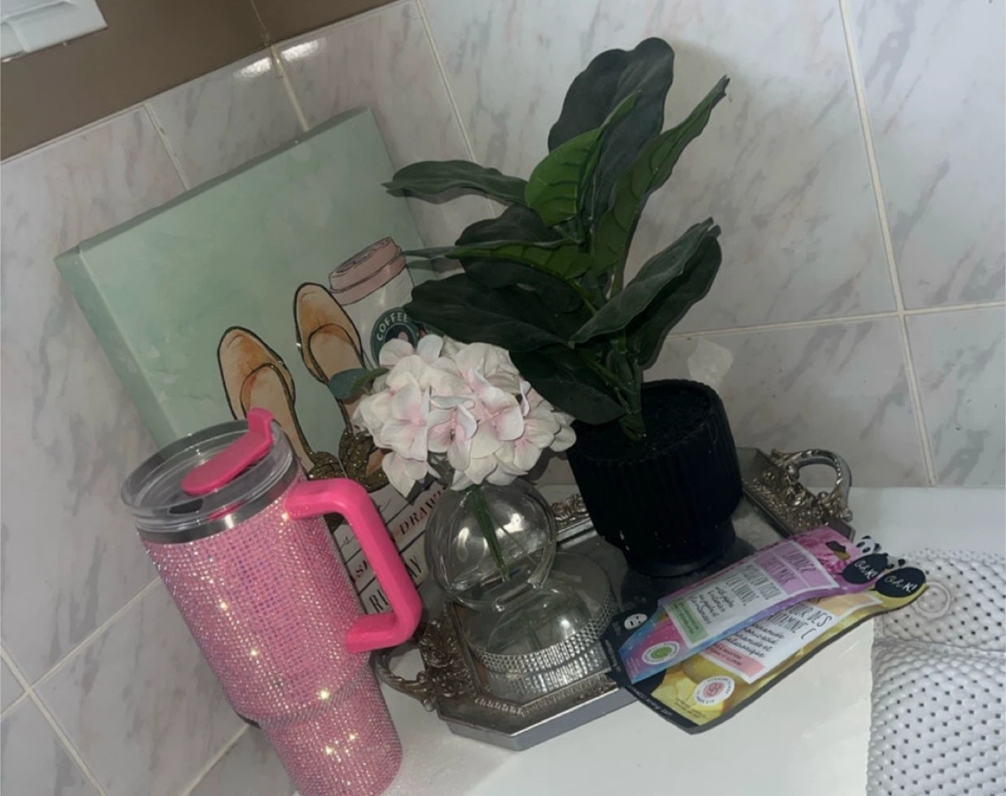 Pink Rhinestone Tumbler with Handle - photo 3